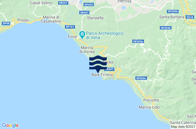 Mappa delle maree di Ascea, Italy