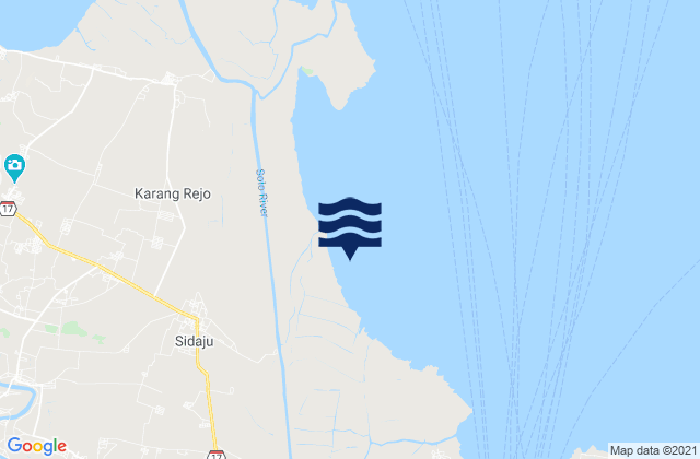 Mappa delle maree di Asemanis, Indonesia