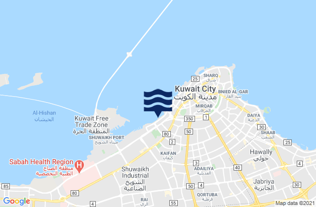 Mappa delle maree di Ash Shāmīyah, Kuwait
