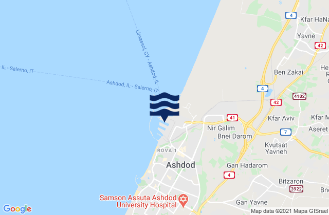 Mappa delle maree di Ashdod -Hshover (Port), Israel