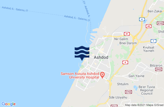 Mappa delle maree di Ashdod, Israel