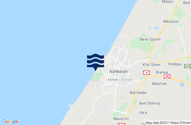 Mappa delle maree di Ashkelon Shimshon, Israel