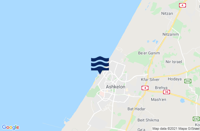 Mappa delle maree di Ashkelon, Israel