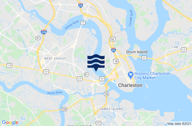 Mappa delle maree di Ashley River (I-526 Bridge), United States