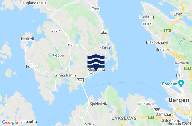 Mappa delle maree di Askøy, Norway