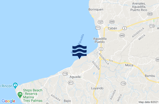 Mappa delle maree di Asomante Barrio, Puerto Rico
