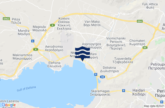 Mappa delle maree di Asprópyrgos, Greece