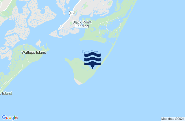 Mappa delle maree di Assateague Beach Toms Cove, United States