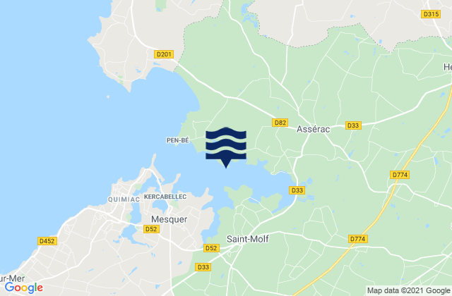 Mappa delle maree di Assérac, France