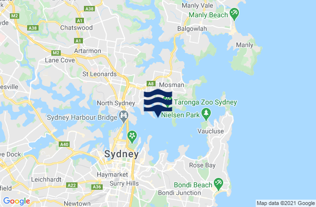 Mappa delle maree di Athol Bay, Australia