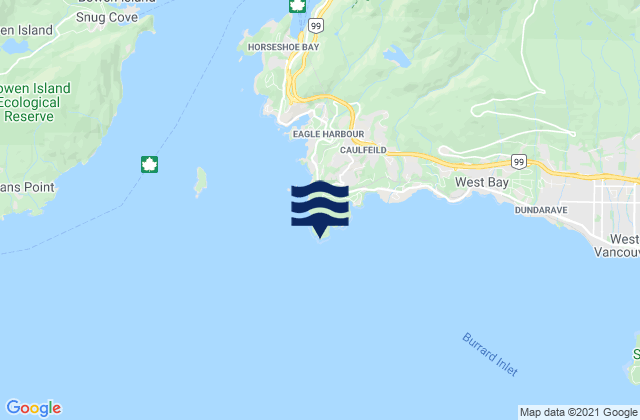 Mappa delle maree di Atkinson Point, Canada