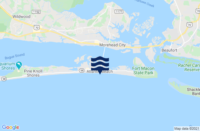 Mappa delle maree di Atlantic Beach, United States