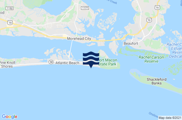 Mappa delle maree di Atlantic Beach Triple S Pier, United States