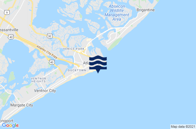 Mappa delle maree di Atlantic City Ocean, United States