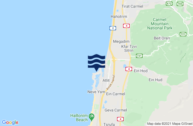 Mappa delle maree di Atlit, Israel
