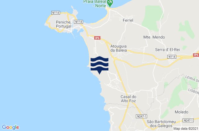 Mappa delle maree di Atouguia da Baleia, Portugal