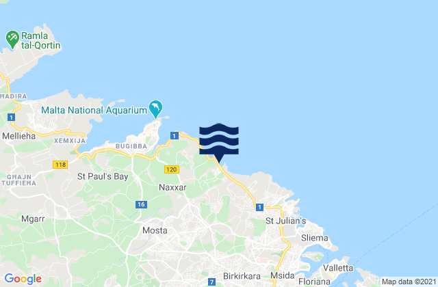 Mappa delle maree di Attard, Malta