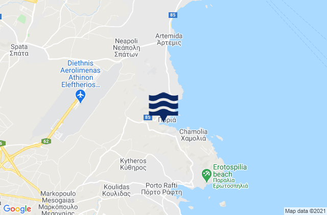 Mappa delle maree di Attica, Greece
