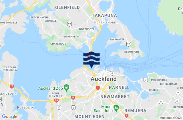 Mappa delle maree di Auckland, New Zealand