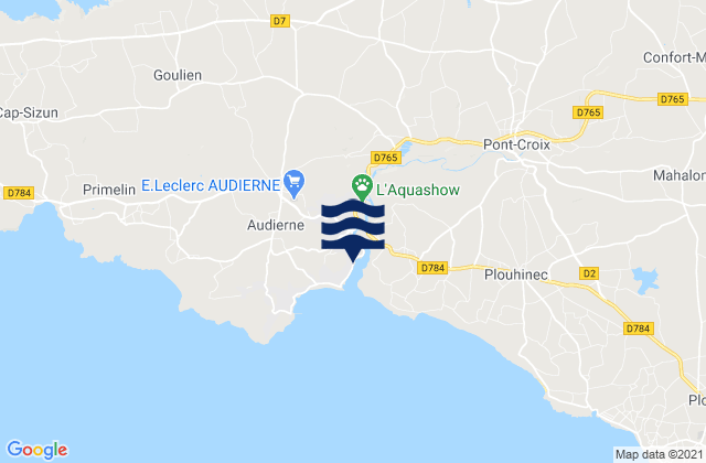 Mappa delle maree di Audierne, France
