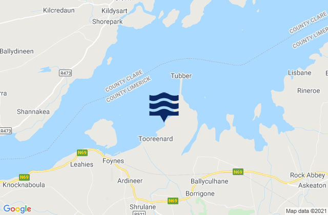 Mappa delle maree di Aughinish Island, Ireland