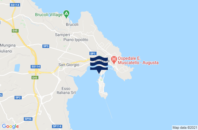 Mappa delle maree di Augusta, Italy