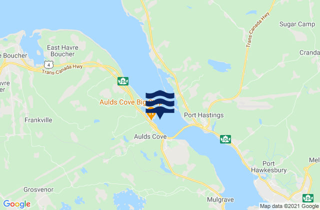 Mappa delle maree di Aulds Cove, Canada