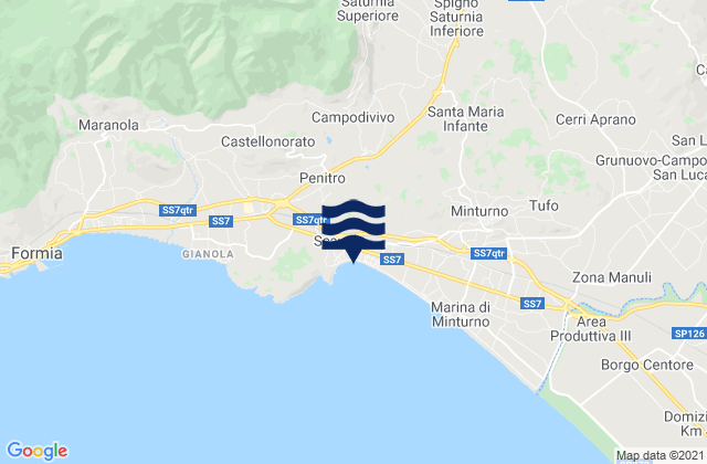 Mappa delle maree di Ausonia, Italy