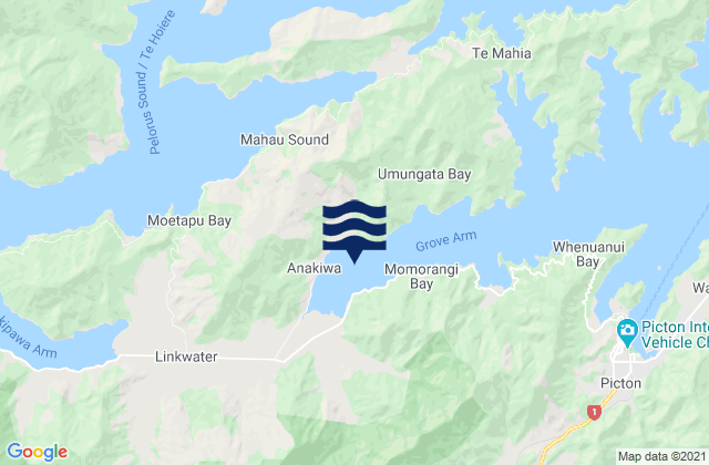 Mappa delle maree di Aussie Bay, New Zealand