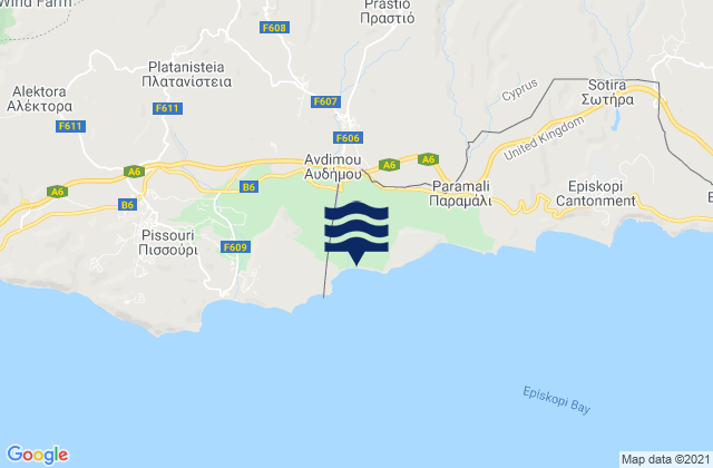 Mappa delle maree di Avdímou, Cyprus