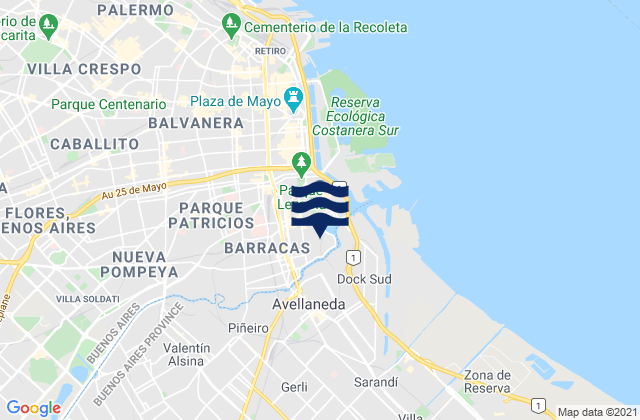 Mappa delle maree di Avellaneda, Argentina