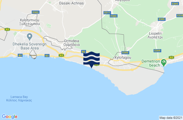 Mappa delle maree di Avgórou, Cyprus