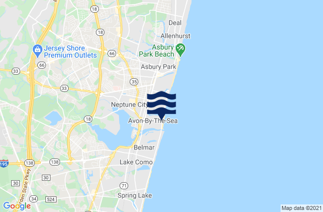 Mappa delle maree di Avon-by-the-Sea, United States