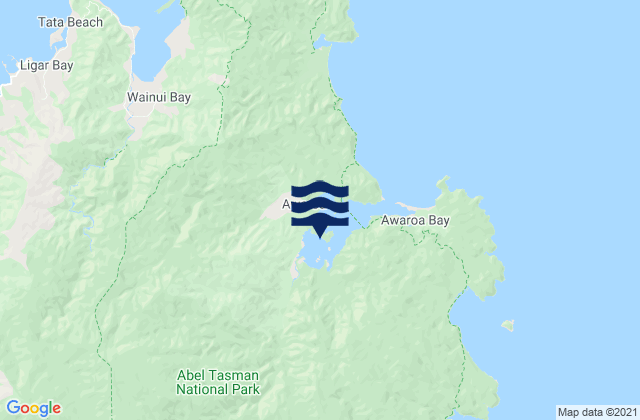 Mappa delle maree di Awaroa Inlet, New Zealand