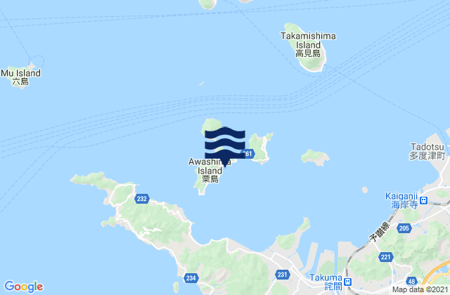 Mappa delle maree di Awasima (Bisan Seto), Japan