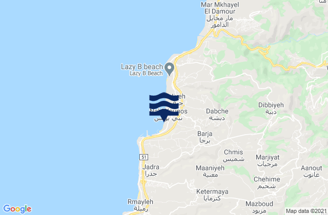 Mappa delle maree di Awuali Rivermouth, Lebanon