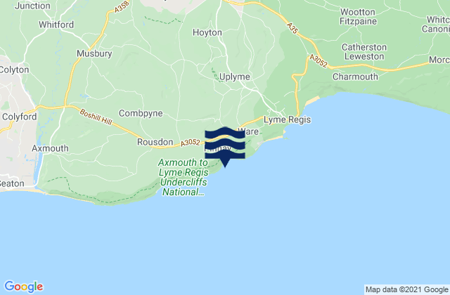 Mappa delle maree di Axminster, United Kingdom