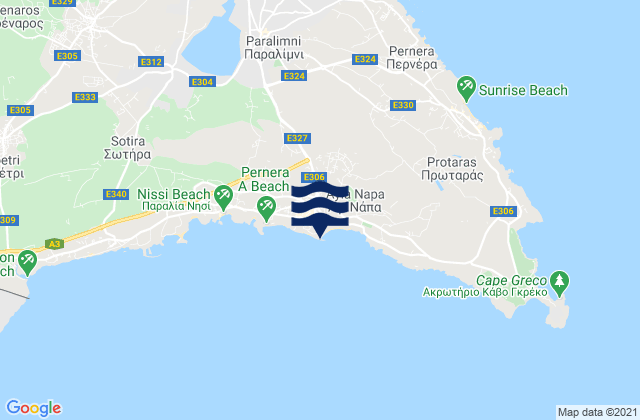 Mappa delle maree di Ayia Napa, Cyprus