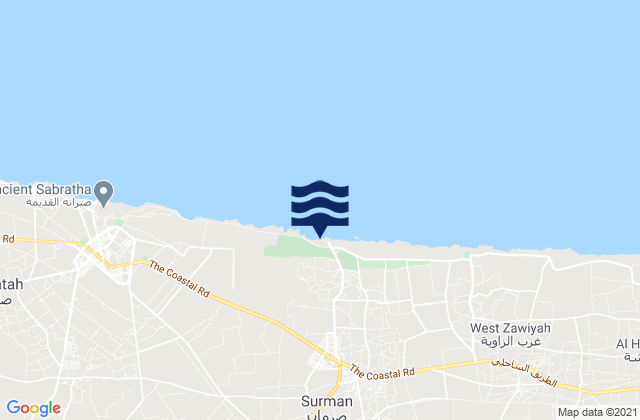 Mappa delle maree di Az Zāwiyah, Libya