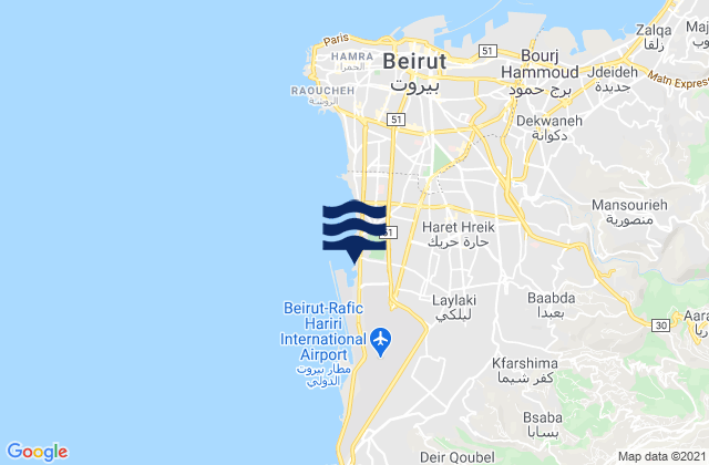 Mappa delle maree di Baabda, Lebanon