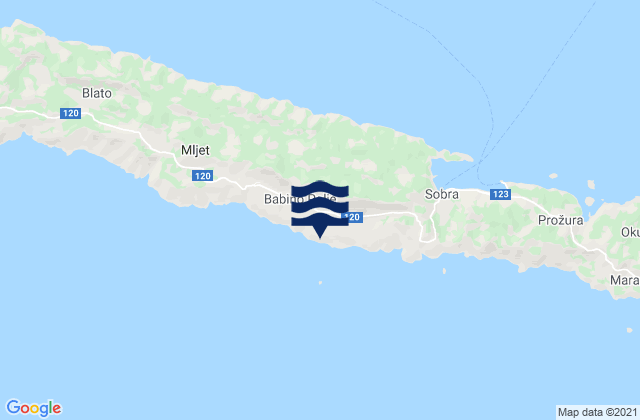 Mappa delle maree di Babino Polje, Croatia