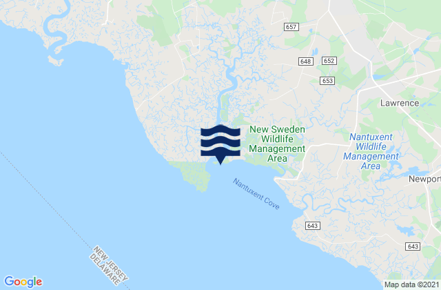 Mappa delle maree di Back Creek Entrance (Nantuxent Cove), United States