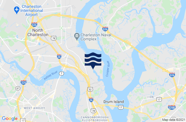 Mappa delle maree di Bacon Bridge, United States