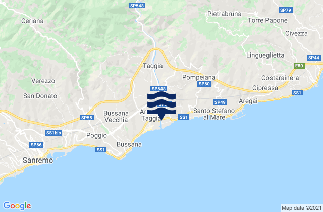 Mappa delle maree di Badalucco, Italy