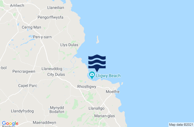 Mappa delle maree di Bae Lligwy, United Kingdom