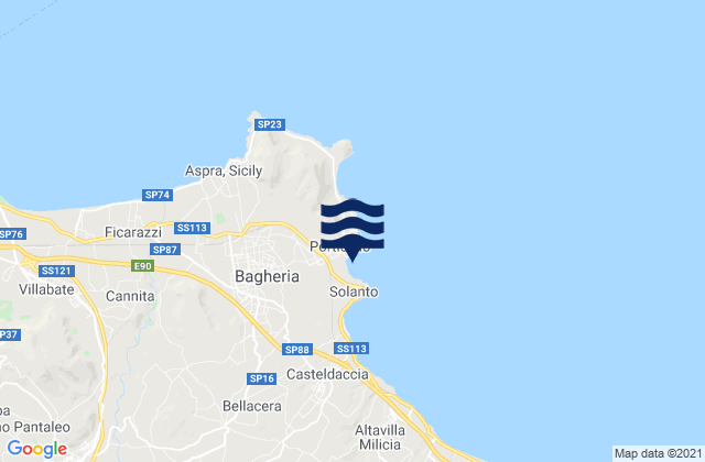 Mappa delle maree di Bagheria, Italy