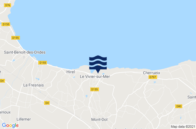 Mappa delle maree di Baguer-Morvan, France