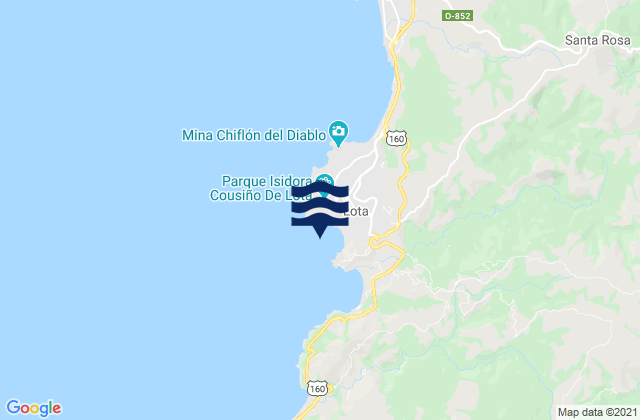 Mappa delle maree di Bahia Lota Bahia Arauco, Chile