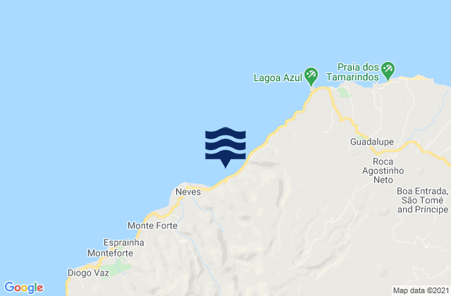 Mappa delle maree di Bahia de Ana Chaves Soa Tome, Sao Tome and Principe
