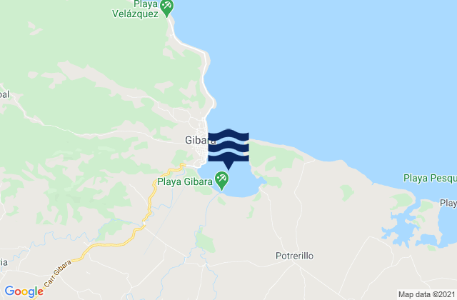 Mappa delle maree di Bahía de Gibara, Cuba
